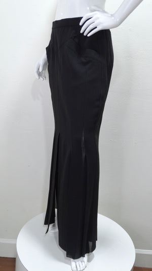 Karl Lagerfeld 1980's Pleated Carwash Slit Skirt