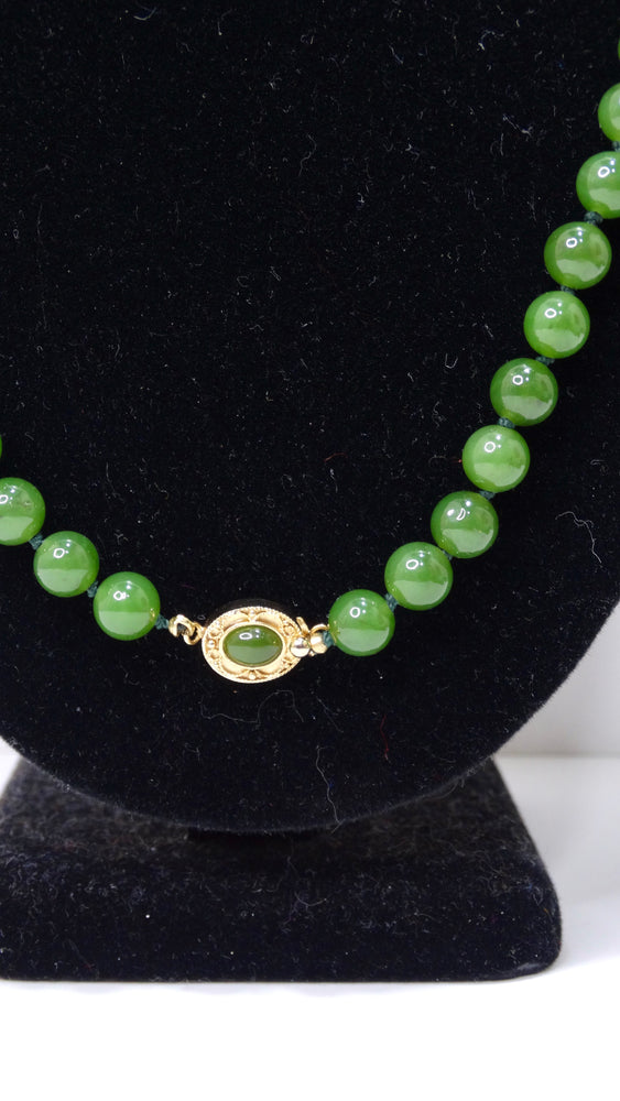 Chinese Celadon Jade Bead Necklace with Silver Clasp 1930's – Bear and  Raven Antiques