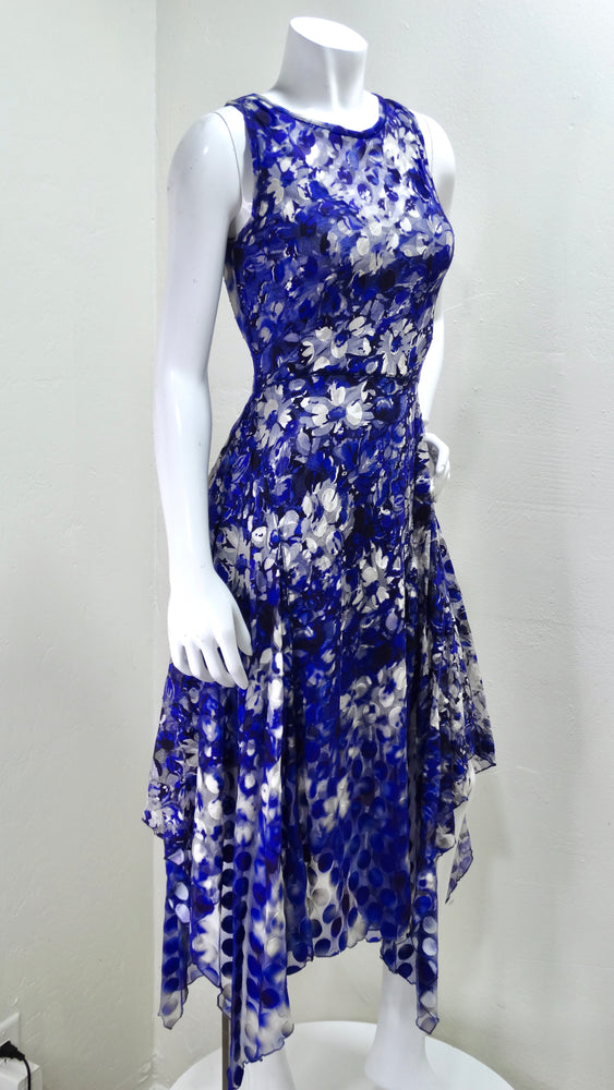 Jean Paul Gaultier Soleil Blue Floral Polka Dot Dress