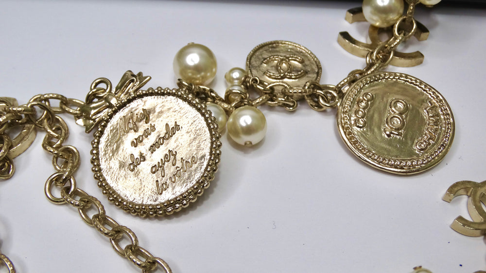 Chanel 100th Anniversary Gold Coin Pearl Long Necklace – Vintage by Misty