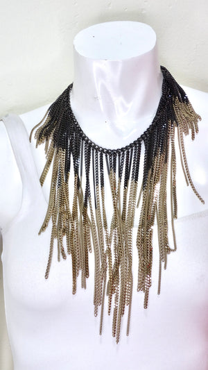 CHANEL Ombrè Chain Fringe Collar Necklace