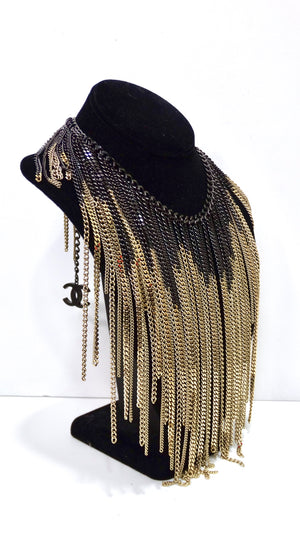 CHANEL Ombrè Chain Fringe Collar Necklace