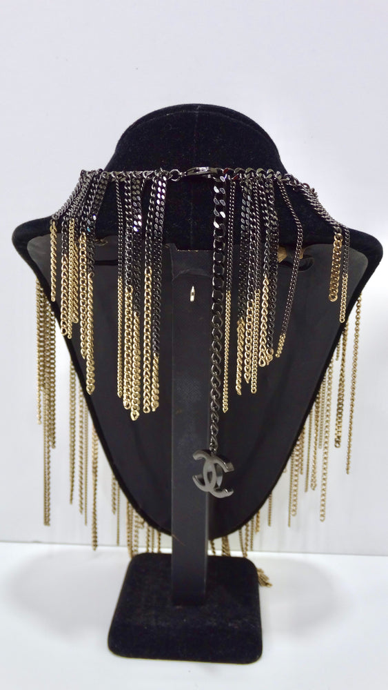 CHANEL Ombrè Chain Fringe Collar Necklace