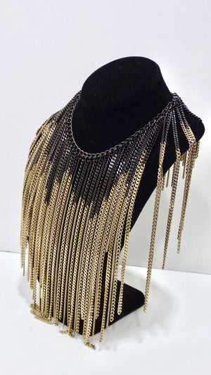 CHANEL Ombrè Chain Fringe Collar Necklace