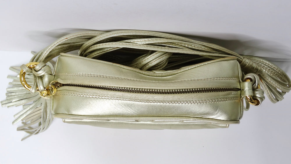 Chanel Vintage Gold Metallic CC Tassel Crossbody Bag