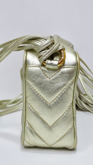 Chanel Vintage Gold Metallic CC Tassel Crossbody Bag – Vintage by Misty