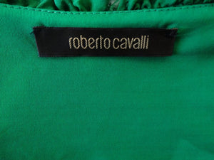 Roberto Cavalli Green Ruffle Corset Lace Up Top