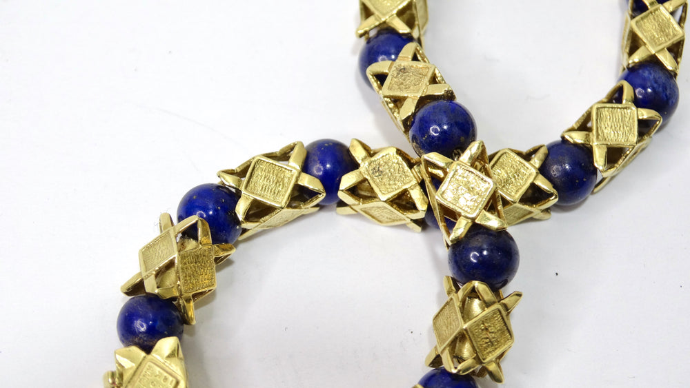 Tiffany Blue Lapis 18k Gold Beaded Bracelet – Vintage by Misty
