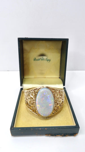 Natural Australian Opal Cabochon Bangle Bracelet