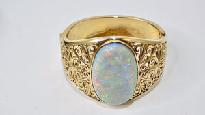 Natural Australian Opal Cabochon Bangle Bracelet