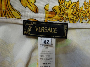 Versace Green and Gold Baroque Printed Pants