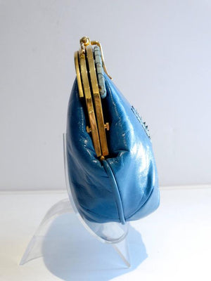 1970s Nurhan Blue Leather Shoulder Bag