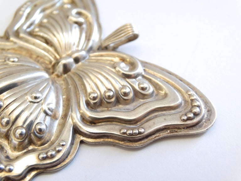 1980s Butterfly Silver Whistle Pendant