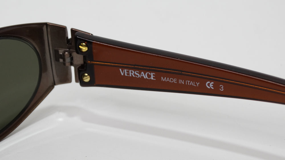 Versace Vintage 1990's Bronze Oval Sunglasses
