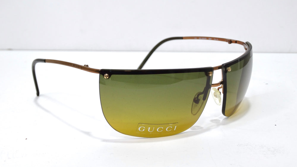 Gucci Vintage 1990's Semi-Rimless Rectangle Sunglasses