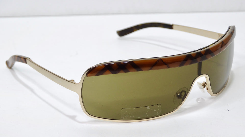 Burberry 1990's Patterned Shield Sunglasses