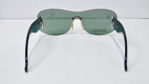Gucci 1990's Blue Shield Sunglasses