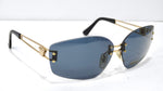 Versace 1990's Gold Medusa Rectangle Sunglasses