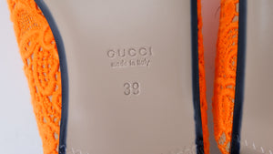 Gucci Orange Lace Horsebit Mules
