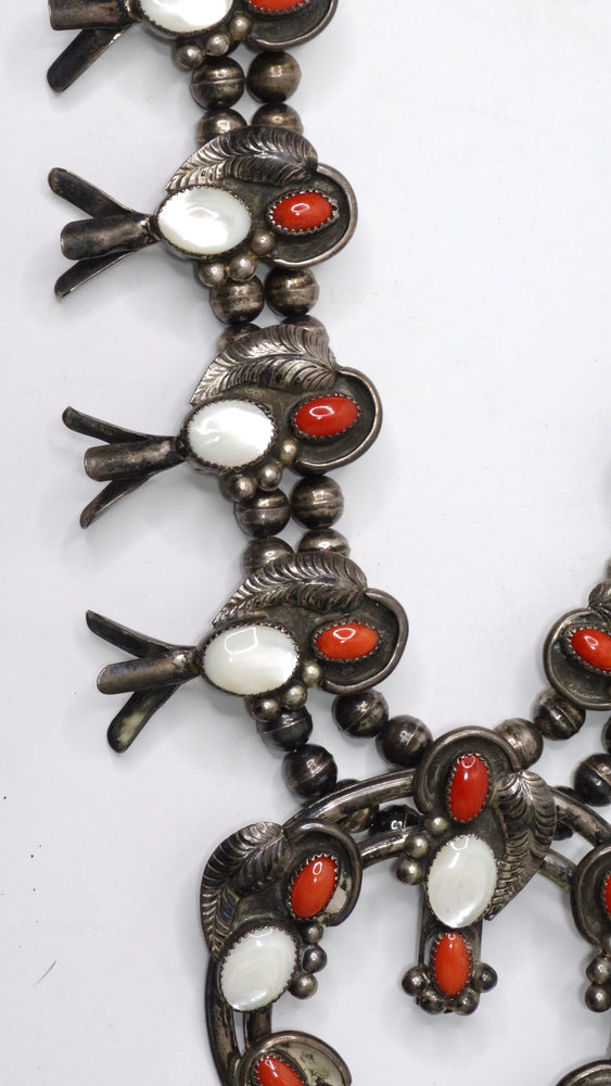 Circa 1971 Navajo red-coral squash-blossom necklace. #0651 | HIGH PLAINS  JEWELRY