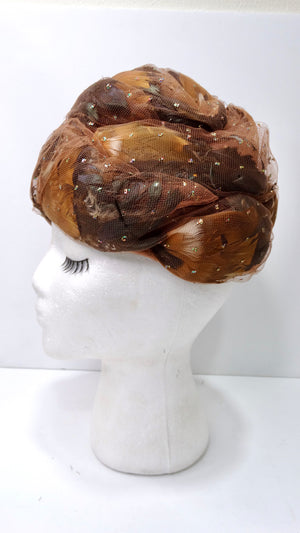 Christian Dior 1960's Feather and Tulle Turban