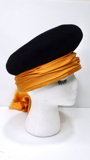 Yves Saint Laurent Rare Hat with Silk Scarf
