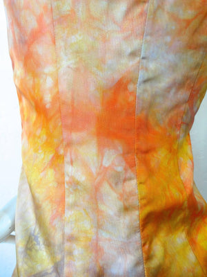 1970s Silk Tie Dye Embroidered Hippie Vest