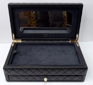 Chanel Black Quilted Lambskin CC Pearl Jewelry Box