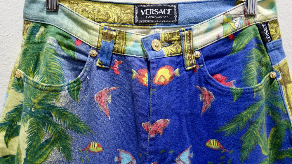 Vormen Sluimeren Donder Gianni Versace 1990s Ocean Print Jeans – Vintage by Misty