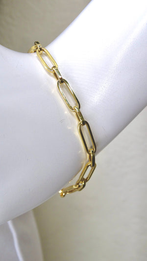 Solid Curb Link Bracelet 14K Yellow Gold 8.75