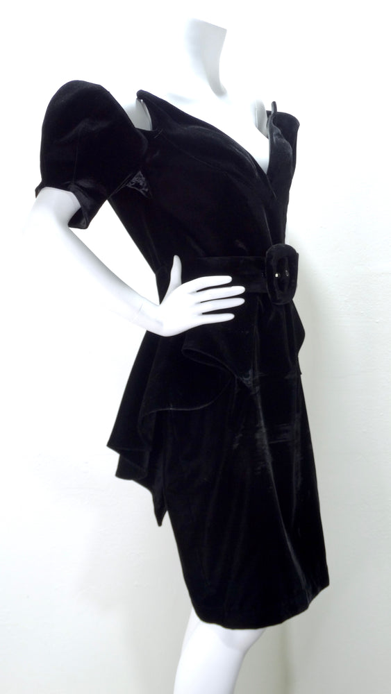 THIERRY MUGLER Black Velvet "VAMPIRE" Dress Haute Couture 1981
