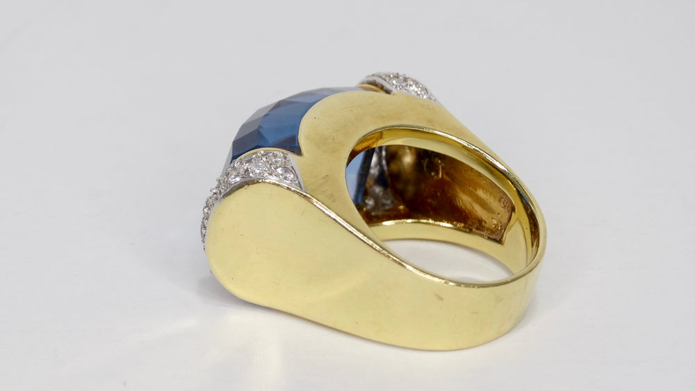 Topaz 18K Gold Diamond Cocktail Ring