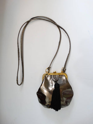 1980s Valentino Metallic Silver Tassel Crossbody Bag