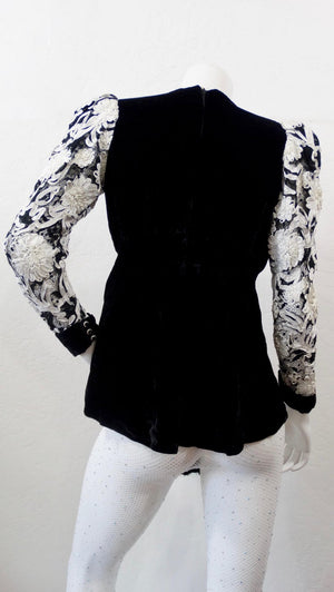 Floral Embroidered Velour Blouse
