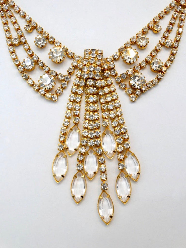 1960s Crystal & Rhinestone Bib Necklace