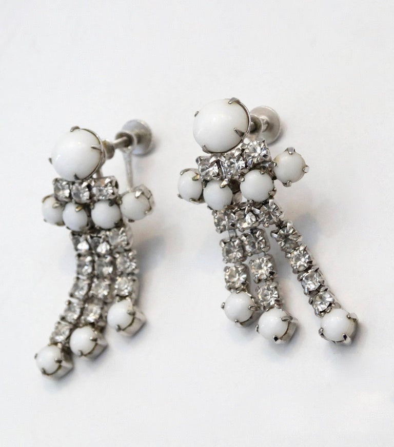 Vintage Screw Back earrings/screw back/screw on/Grandmas earrings/crystal earrings/cocktail earrings/classic/chic/mid Century