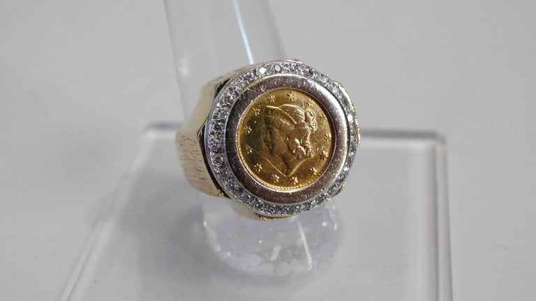 Vintage 22K Fine Gold 1852 Liberty Head Ring