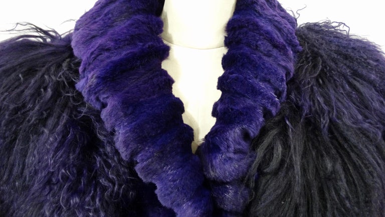 Purple Mongolian Lamb Oversized Fur Jacket