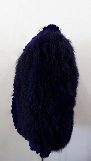 Purple Mongolian Lamb Oversized Fur Jacket