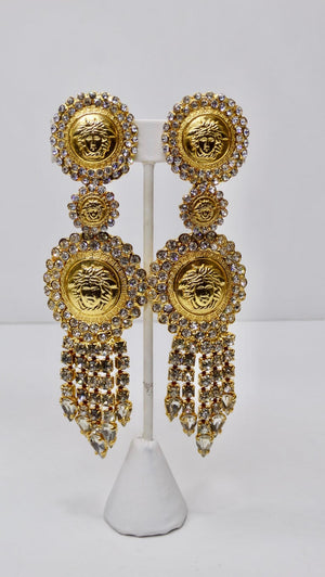 Gianni Versace Medusa Rhinestone Earrings