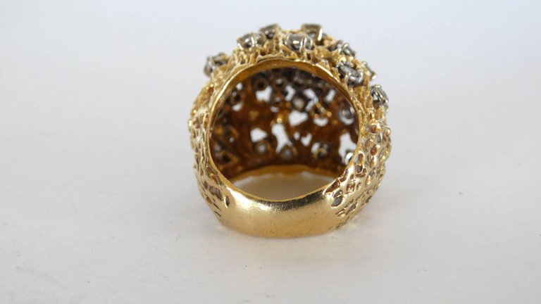 3 Carat Diamond Cluster Gold Nugget Ring
