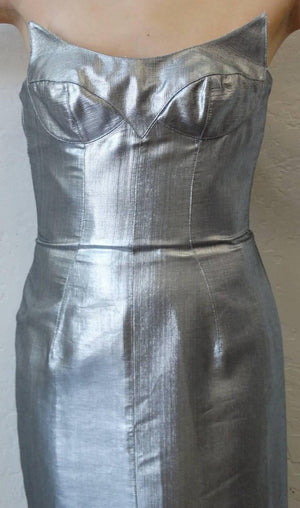 Spring 1989 Thierry Mugler Couture Silver Sculpture Dress