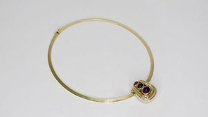 Amethyst & Tourmaline 14k Gold Choker Pendant Necklace