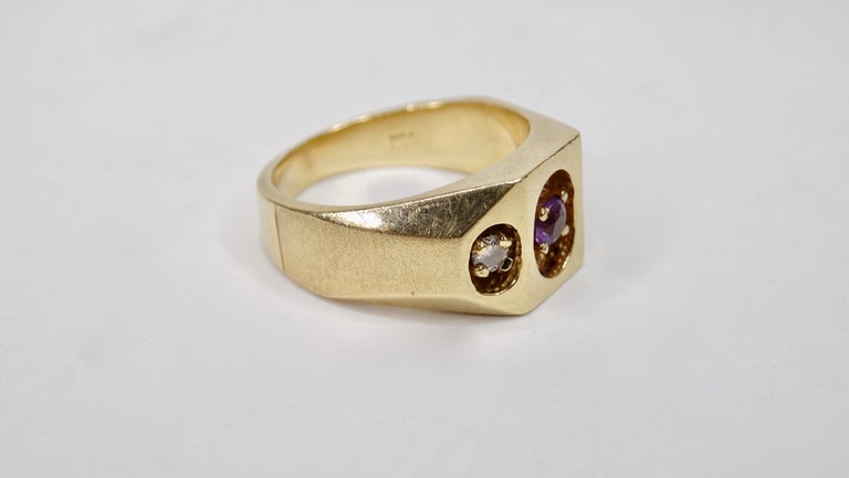 Diamond, Amethyst & Ruby 14k Gold Ring