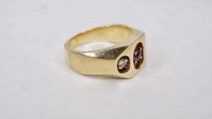 Diamond, Amethyst & Ruby 14k Gold Ring