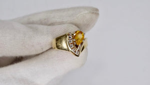 Citrine Diamond 14k Gold Ring