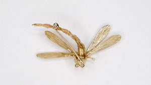 18k Gold Dragon Fly Brooch