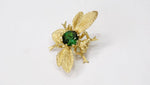 18k Gold Green Tourmaline Bee Pin
