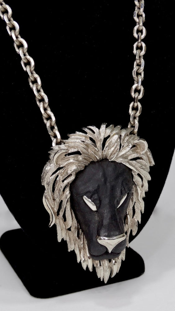Razza 1970s Black Lion Pendant Necklace