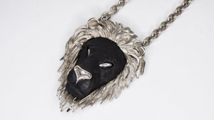 Razza 1970s Black Lion Pendant Necklace